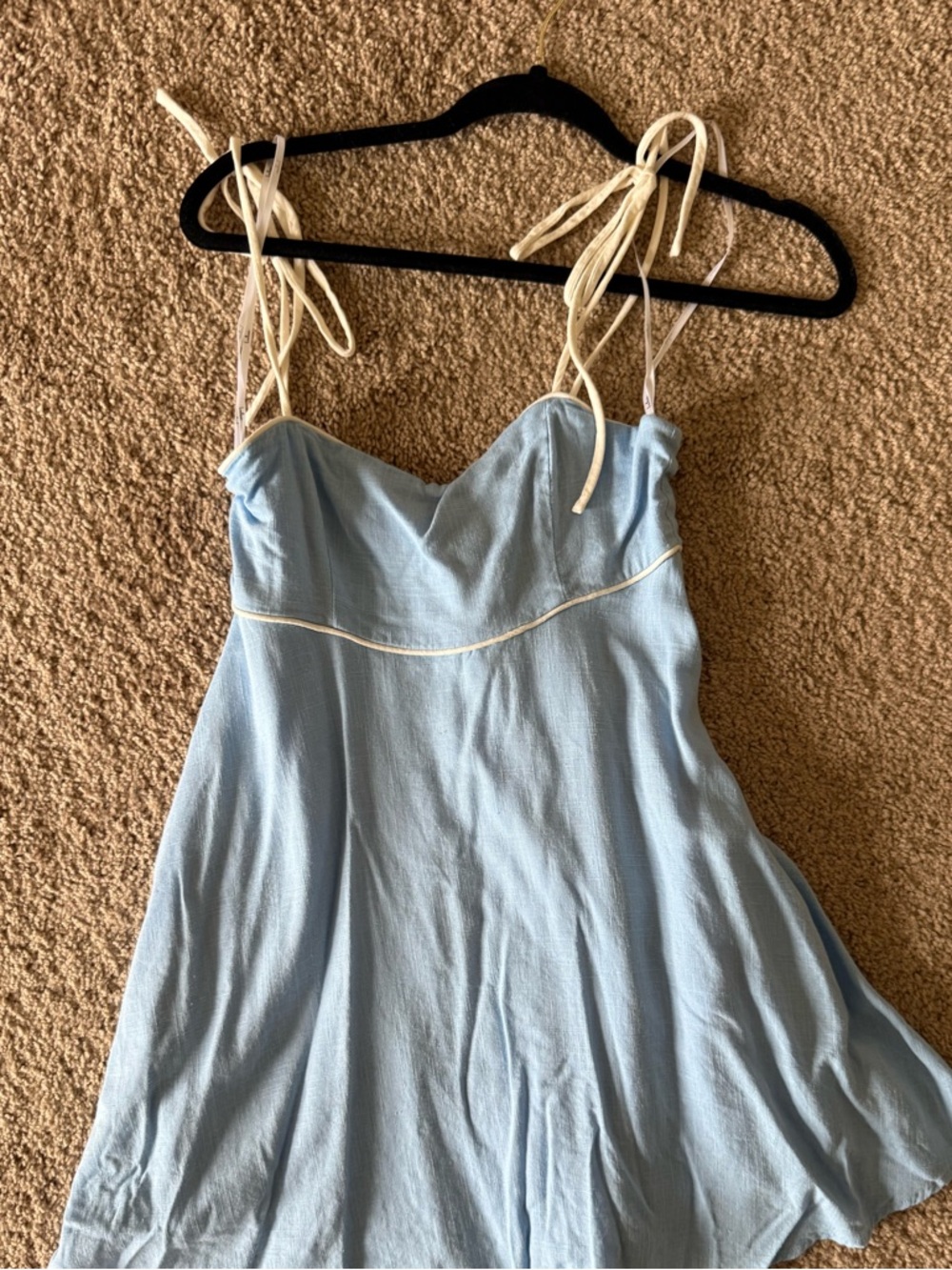 Lulu's Light Blue Dress with Cream Piping